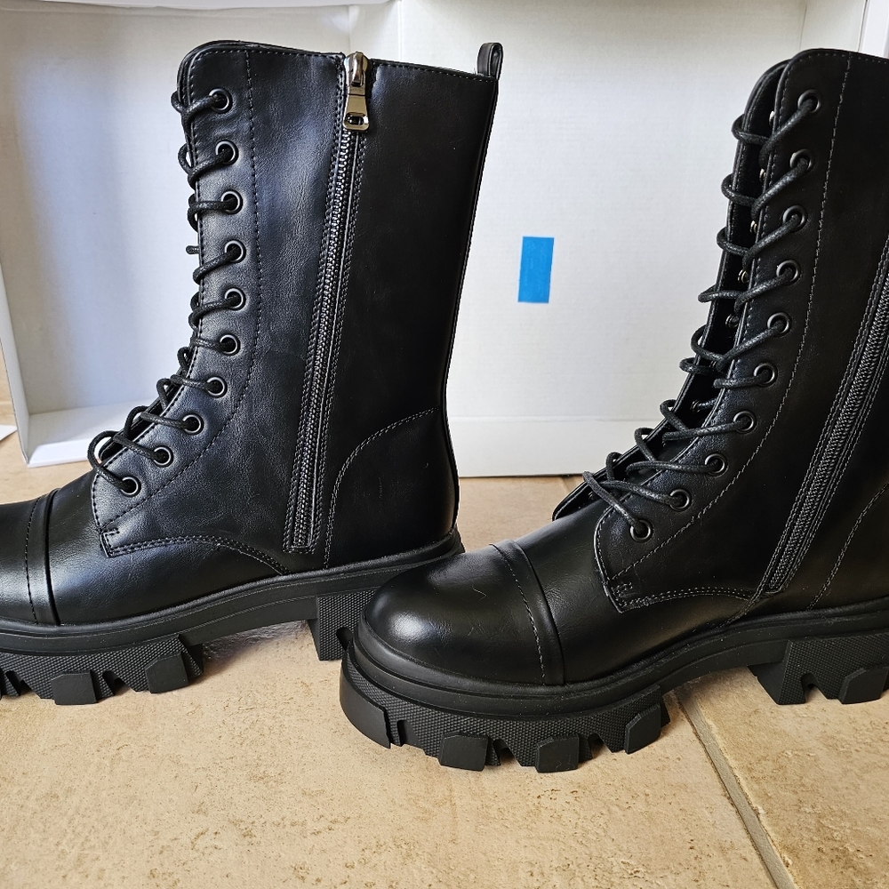 Calf high combat boots